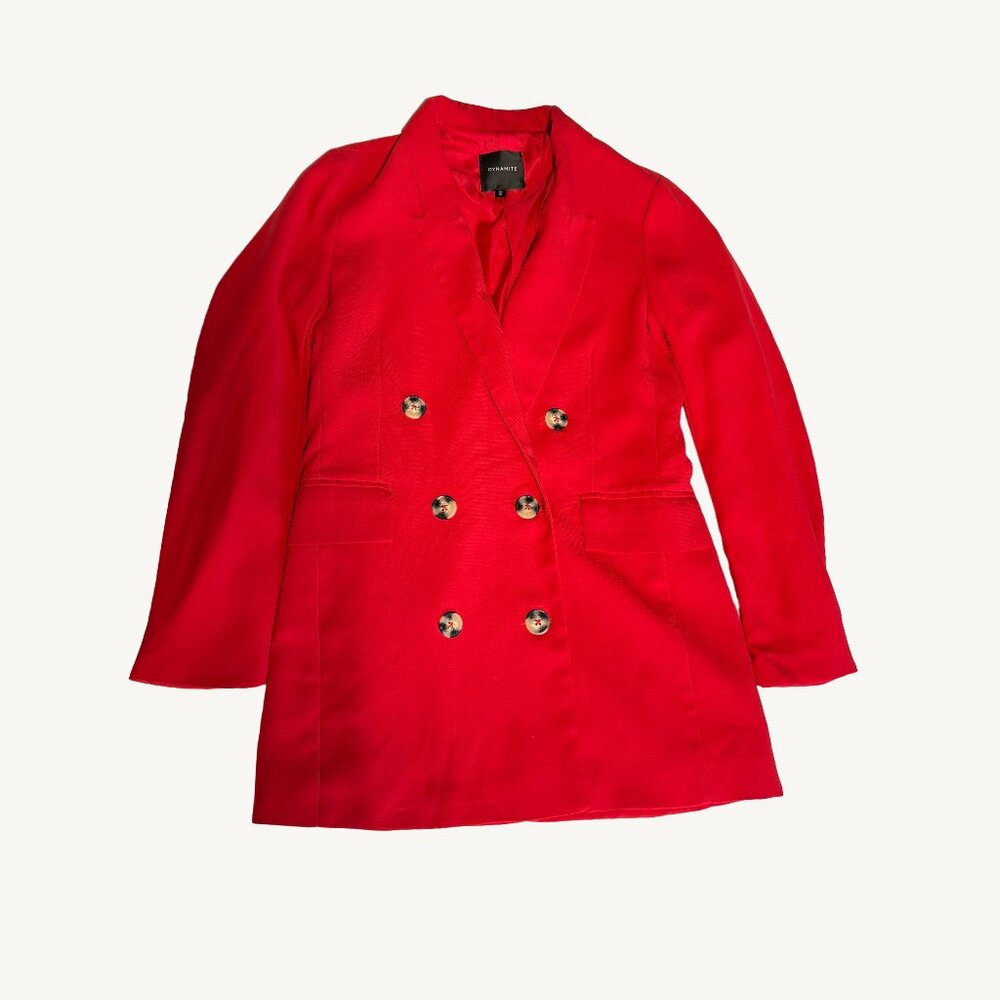 Dynamite Bright Red Blazer with Brown Buttons Size Small